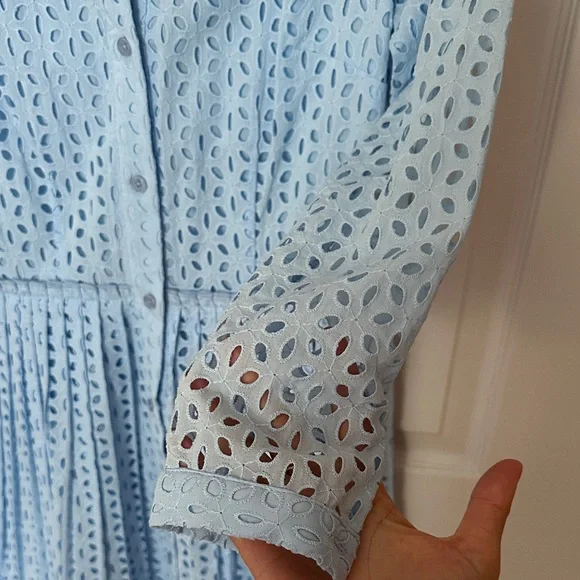 Michael Kors Sky Blue Eyelet Blouse - Picture 4 of 6